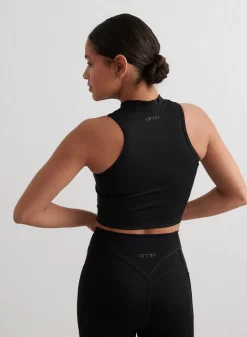 Black Sculpting Racer Front Zip Top*AIM’N Hot