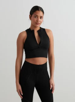 Black Sculpting Racer Front Zip Top*AIM’N Hot