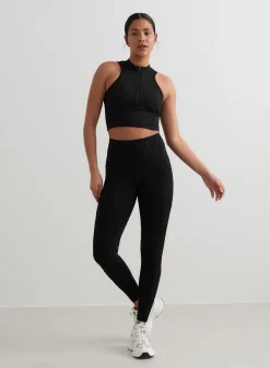 Black Sculpting Racer Front Zip Top*AIM’N Hot