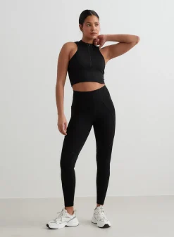 Black Sculpting Racer Front Zip Top*AIM’N Hot