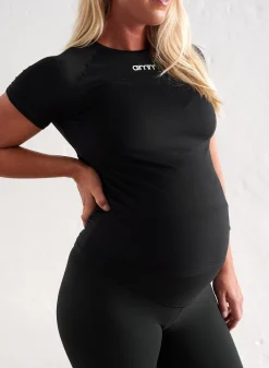 Black Soft Basic Maternity Short Sleeve*AIM’N Discount