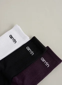 Midnight Plum Young Aim'n Logo Socks 3-pack*AIM’N Best