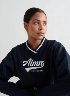 Navy Pitch V-neck Sweatshirt*AIM’N Sale