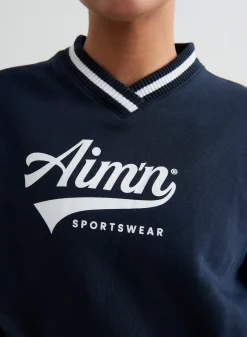 Navy Pitch V-neck Sweatshirt*AIM’N Sale