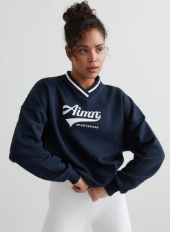 Navy Pitch V-neck Sweatshirt*AIM’N Sale
