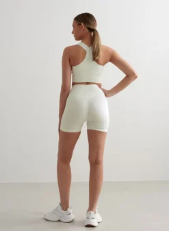 Off-White Ribbed Midi Biker Shorts*AIM’N Hot