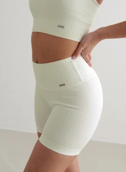 Off-White Ribbed Midi Biker Shorts*AIM’N Hot