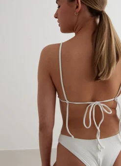 White Ribbed Triangle Bikini Bra*AIM’N Outlet
